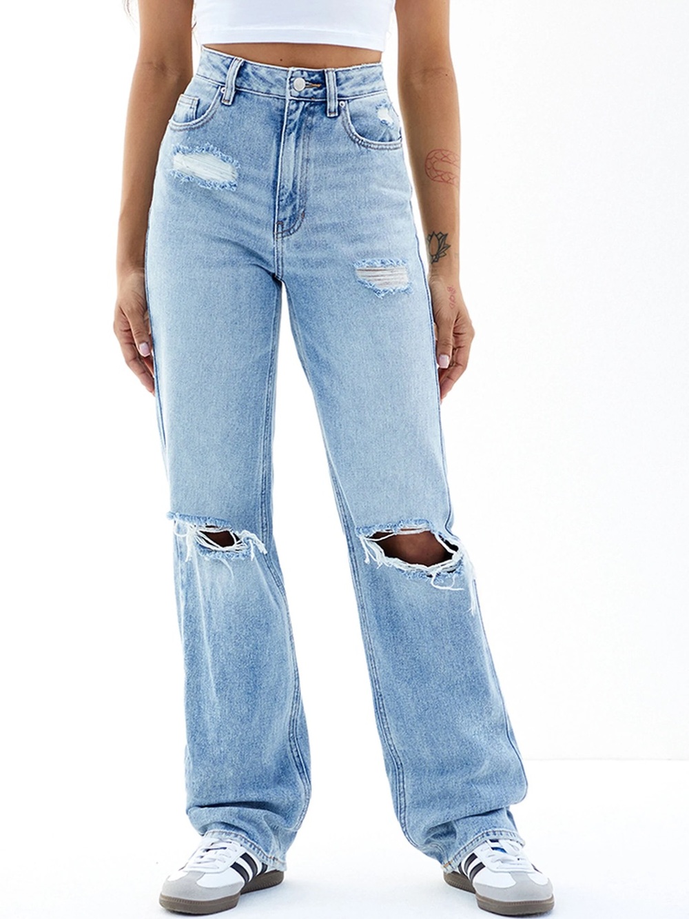 Pacsun Distressed '90s Boyfriend Jeans Sz 25 - Medium Indigo Denim